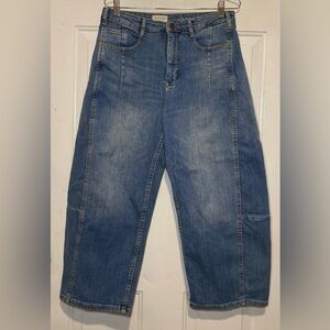 Pilcro Anthropologie Kenna High Rise Heritage Crop Barrel Jeans Size 28 Denim